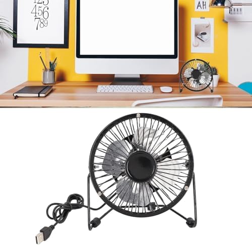Alternative view of Masa Üstü Metal USB Mini Fan - Sessiz Soğutucu Vantilatör - 13.5 cm Çaplı 4 Alüminyum Kanatlı - Ayarlanabilir Açılı Masa Fanı - 5V 2.5W Güç - USB Girişli Mini Klima Fan - Ofis, Ev, Laptop