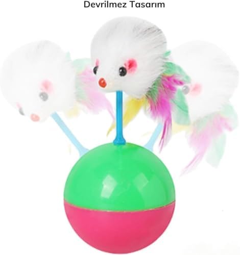 Alternative view of Kedi Oyuncağı – Devrilmez Denge Topu ve Tüy Kuyruklu Fare – Hareketli Interaktif Kedi Topu – Yavru ve Yetişkin Kediler İçin – 14 cm x 8 cm – 1 Adet