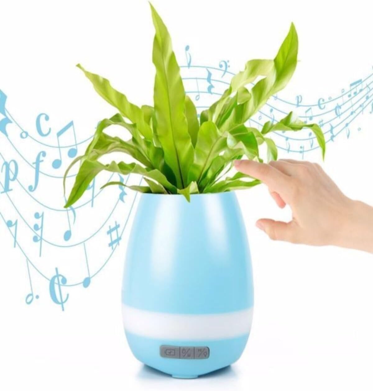 Alternative view of Akıllı Saksı Bluetooth Hoparlör Dokunmatik Işıklı Gece Lambası Mp3 Çalar(MAVİ)