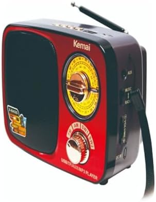 MD-308BT Işıklı Retro Görünümlü Nostaljik Radyo Bluetooth Hoparlör - Kırmızı Renk