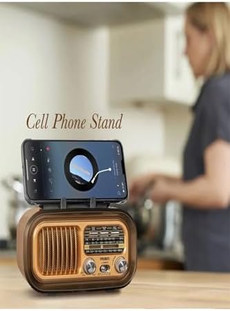 Nostaljik Görünümlü Solar Panelden Şarj Olabilen Telefon Standlı FM Radyo Bluetooth Hoparlör