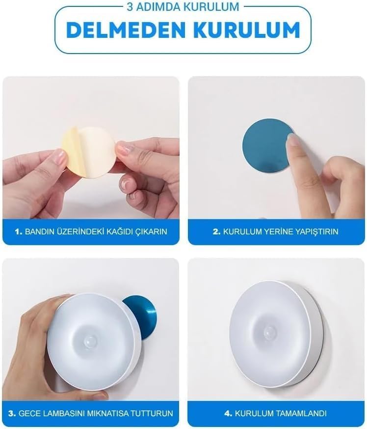 Alternative view of Hareket Sensörlü LED Gece Lambası – Şarj Edilebilir ve Taşınabilir 4000K Işık, USB ile Dolap İçi, Merdiven, Gardrop Altı Kullanımına Uygun Beyaz Işık Spot Lamba (1)