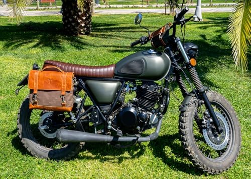 Motosiklet Çantası, Motosiklet Yan Çantası, Kanvas Çanta, Geçme Kilit Aksesuarlı (Kahverengi)
