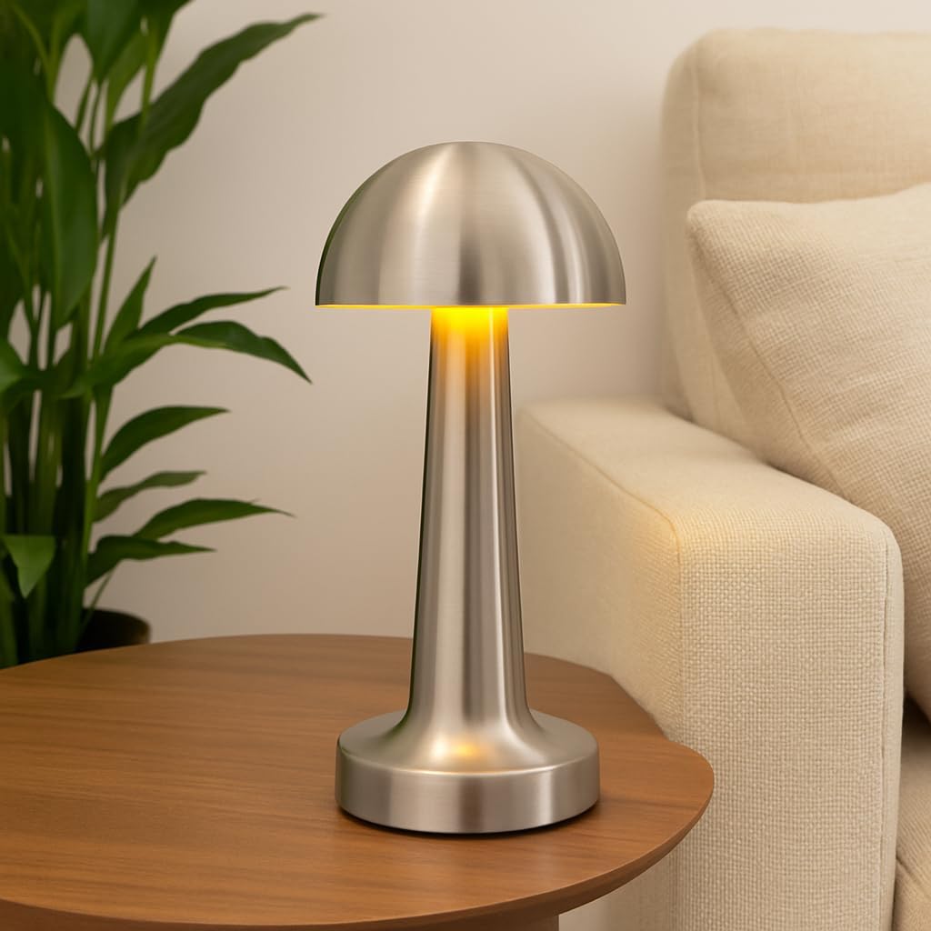 K2 Gümüş Dokunmatik Şarjlı Masa Lambası – LED Işıklı, 3 Renk Modu (6500K-4000K-3000K), Dimlenebilir, USB Type-C Şarjlı, Taşınabilir Modern Tasarım, Yatak Odası, Ofis, Kafe ve Restoran Kullanımı