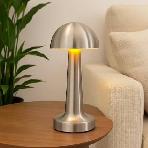 Alternative view of K2 Gümüş Dokunmatik Şarjlı Masa Lambası – LED Işıklı, 3 Renk Modu (6500K-4000K-3000K), Dimlenebilir, USB Type-C Şarjlı, Taşınabilir Modern Tasarım, Yatak Odası, Ofis, Kafe ve Restoran Kullanımı