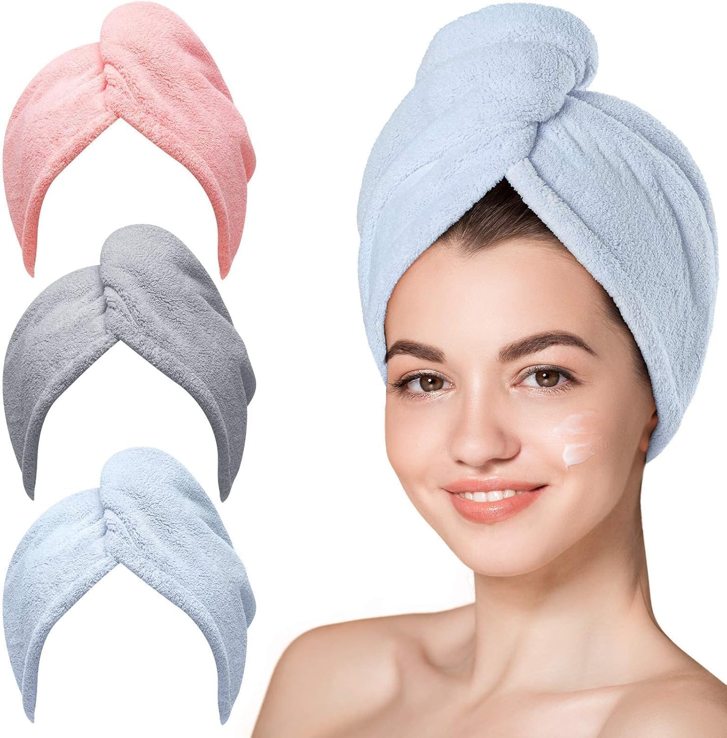 Saç havlusu, Premium Mikrofiber Kumaş ile Yüksek Emicilik, Düğmeli Pratik Tasarım, Kadınlar İçin İdeal Saç Kurulama Havlusu, Duş Sonrası Kullanım İçin hair towel ile uyumlu