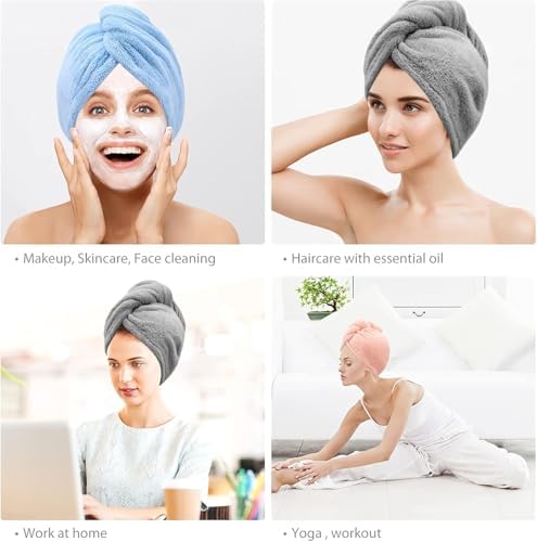 Alternative view of Saç havlusu, Premium Mikrofiber Kumaş ile Yüksek Emicilik, Düğmeli Pratik Tasarım, Kadınlar İçin İdeal Saç Kurulama Havlusu, Duş Sonrası Kullanım İçin hair towel ile uyumlu