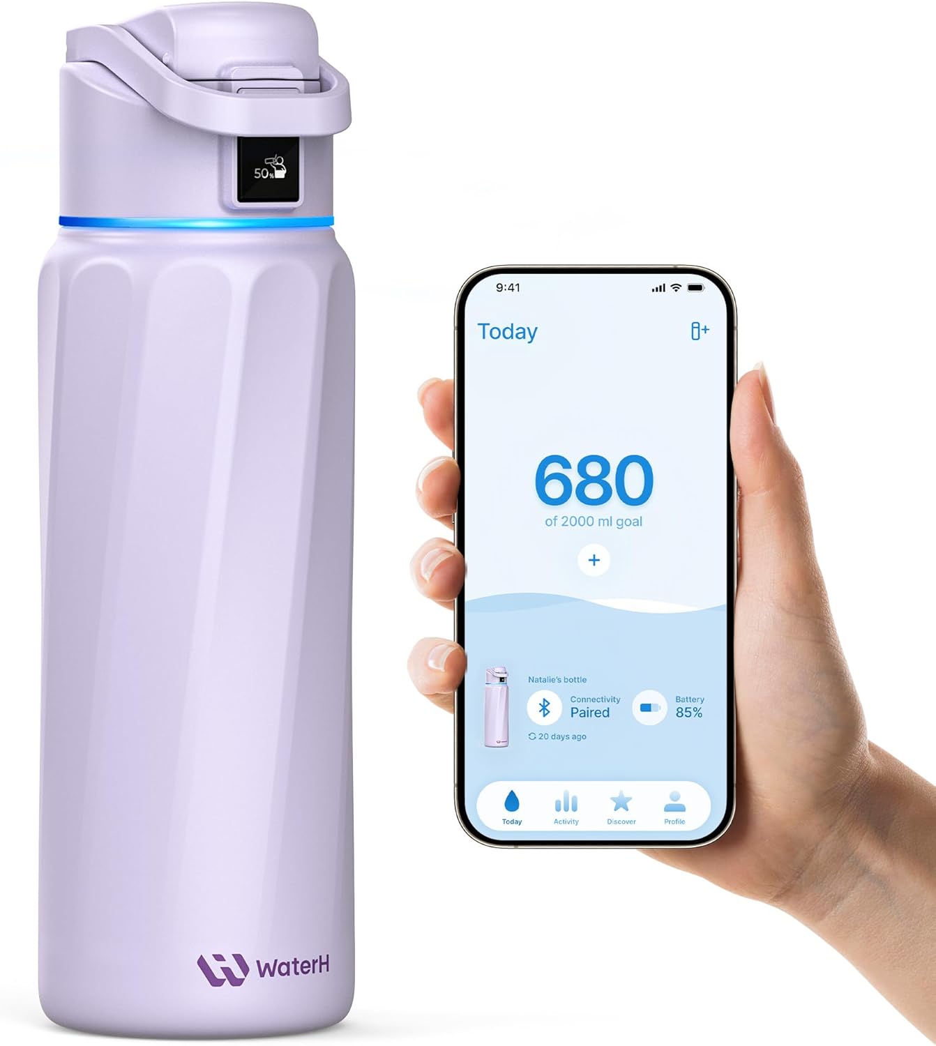 Alternative view of Boost Akıllı Su Şişesi, Hatırlatıcı ve İzleyici, Çift Duvarlı Vakum Yalıtımlı Şişeler Paslanmaz Çelik, 32 oz BPA İçermeyen Geniş Ağız, Spor Salonu, Ofis, Okul için - İdeal Hediye, Mor