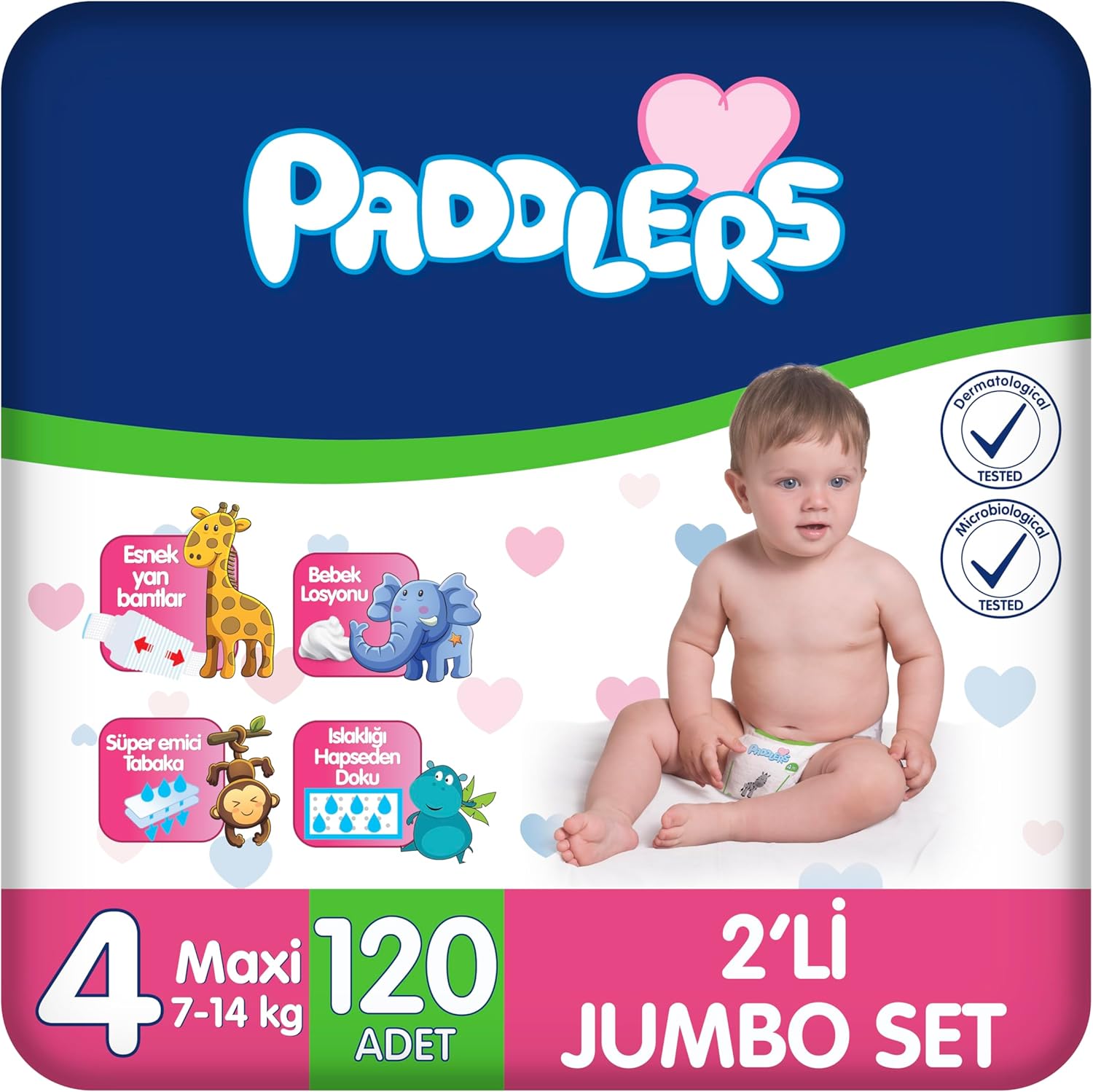 Bebek Bezi 4 Numara Maxi (7-14 Kg) 120 Adet – 2’li Set