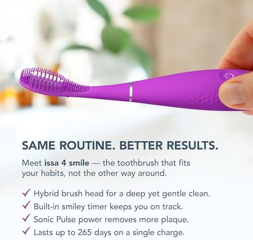 Alternative view of FOREO issa 4 Smile Elektrikli Diş Fırçası – Kompakt ve Seyahat Dostu, 4'ü 1 Arada Hibrit Fırça Başlığı, Plaklara Karşı Dayanıklı - Büyülü mor