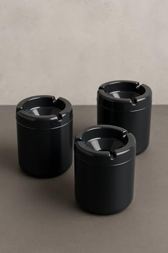 Alternative view of 3 Adet XL Koku Yapmaz Dumansız Siyah Plastik Küllük Oto Kül Tablası Araç İçi Kül Tabağı