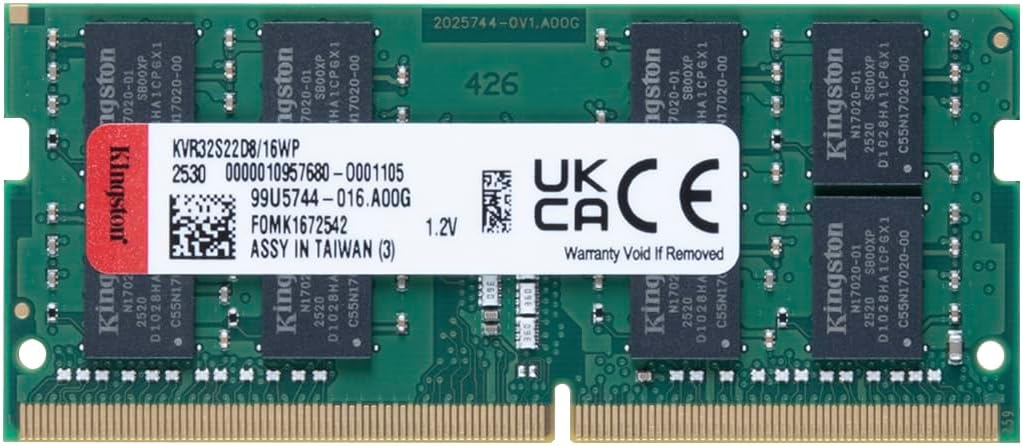 ValueRAM 16GB 3200MHz DDR4 NonECC CL22 SODIMM 1.2V KVR32S22D8/16WP Dizüstü Bilgisayar Belleği