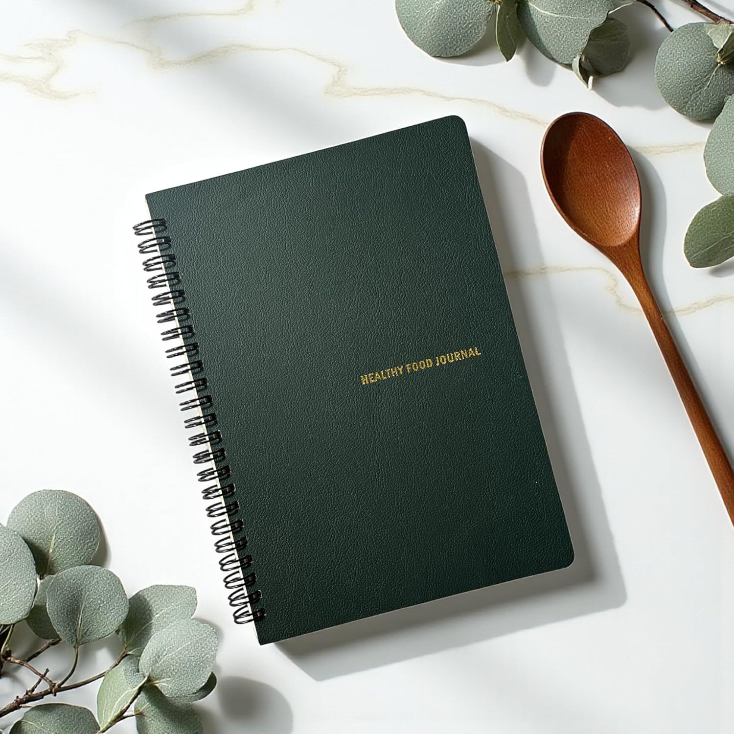 Alternative view of 12 Haftalık A5 Beslenme ve Kilo Takip Planlayıcı Defter | Spiralli, Deri Kapaklı, Günlük ve Haftalık Takip | Healthy Journal (Haki)