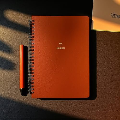 4 Aylık Hedef ve Egzersiz Planlayıcı Defter, A5 Spiralli, 132 Sayfa, Deri Kapak | Fit Journal (Turuncu)