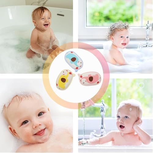Bebek banyo süngeri seti, 3 Parça Yumuşak Bebek Banyo Süngeri, Saf Pamuklu, Hassas Ciltler İçin İdeal, Hayvan Figürlü Bebek Banyo Süngeri Seti