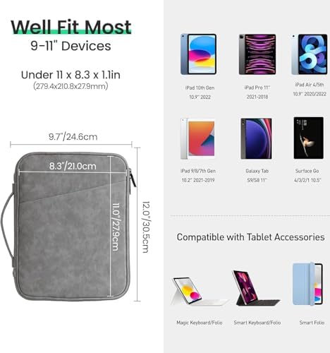 Alternative view of Tablet kılıfı çantası, Suya Dayanıklı Sağlam 11 İnç Tablet Kılıfı, Cep Bölmeli Koruyucu Çanta, Darbe Emici Tablet Kılıfı, 7.9-11 İnç Tabletler için Taşınabilir Çanta, İş Seyahati (Gri)