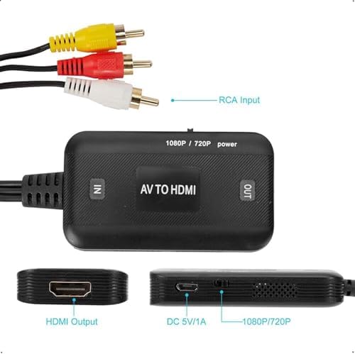 Alternative view of RCA - HDMI dönüştürücü, AV'den HDMI'a Dönüştürücü, RCA Kablosu ve HDMI Kablosu ile Birlikte, PAL ve NTSC Desteği, Kompozit Video Ses Dönüştürücü Adaptör, Oyun Konsolları ve TV'ler İçin