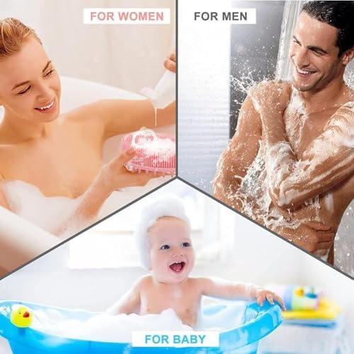 Silikon vücut temizleyici, 2si 1 arada yükseltilmiş banyo ve şampuan fırçası, duş için peeling vücut fırçası, premium silikon lif, saç derisi masaj fırçası, kadın
