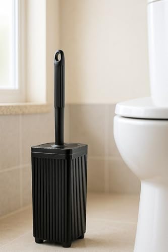 Serisi Siyah Banyo Seti, 5 Parça Akrilik Kare 5 Litre Çöp Kovası, Sabunluk, Fırçalık Takımı 34 Siyah
