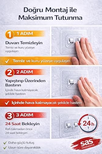 Alternative view of 10'lu Banyo Rafı Yapışkanı – Delmeden Şampuanlık ve Banyo Köşelik Montaj Aparatı