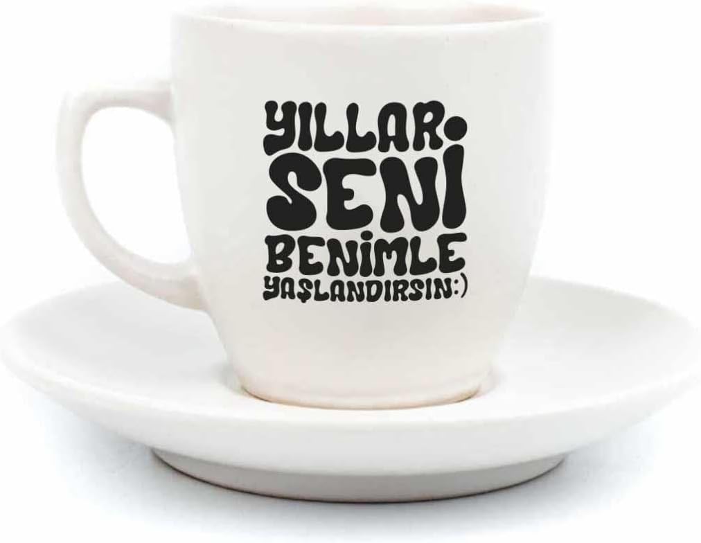 Alternative view of Yıllar Seni Benimle Yaşlandırsın Krem Türk Kahvesi Fincanı - Hediye Seramik Türk Kahvesi Fincanı