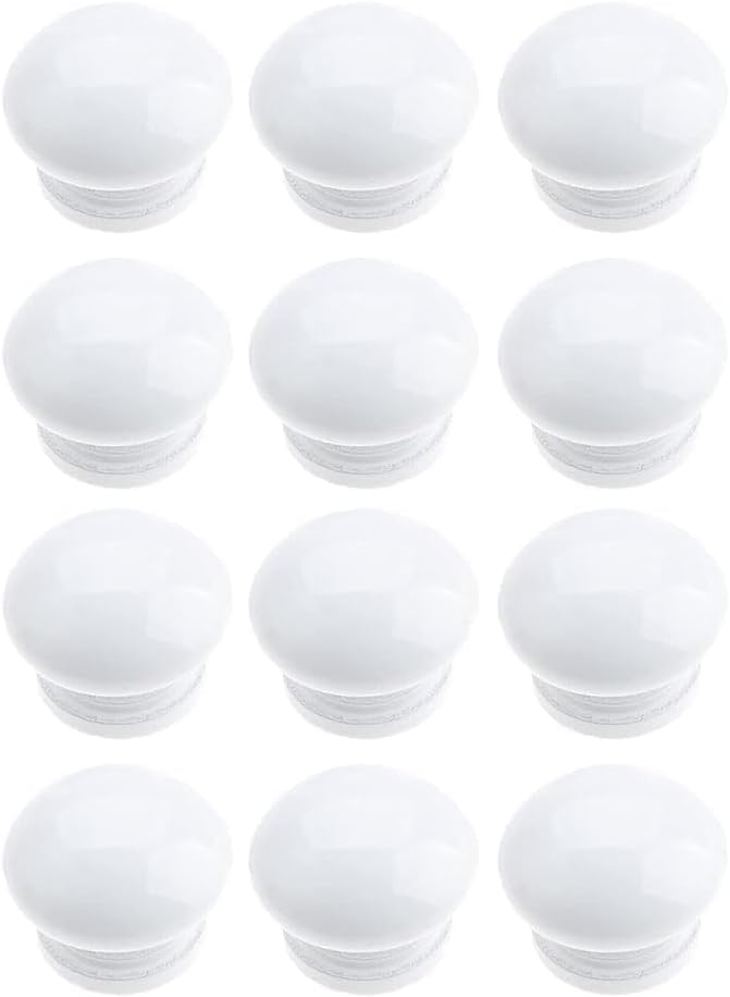 Dolap Kulpu, 12 Adet Çekmece Kulpu, Komodin Kulpları, Yuvarlak Ahşap Dolap Kulpları, Çekmece Kolları İçin 4×22mm Vidalı, Beyaz Renkli Dekoratif Mobilya Aksesuarı