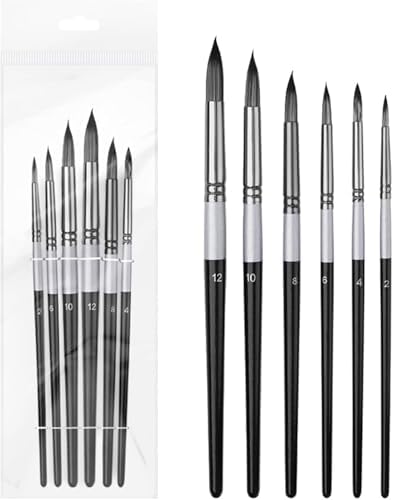 Alternative view of Boya Fırçası Seti, 6 Parça Sanatçı Boya Fırçası, Akrilik Yağlıboya Guaj Boyama İçin, Profesyonel Nylon Kıllı Sanat Fırçasıs, Yeni Başlayanlar ve Profesyoneller İçin