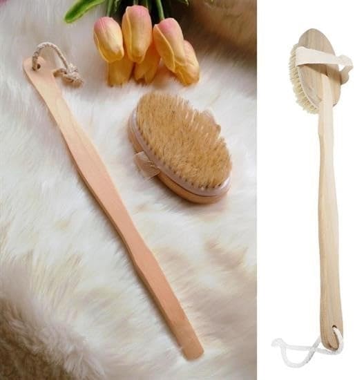 Doğal At Kılı Selülit Karşıtı Sapı Çıkabilen Ahşap Banyo Fırçası