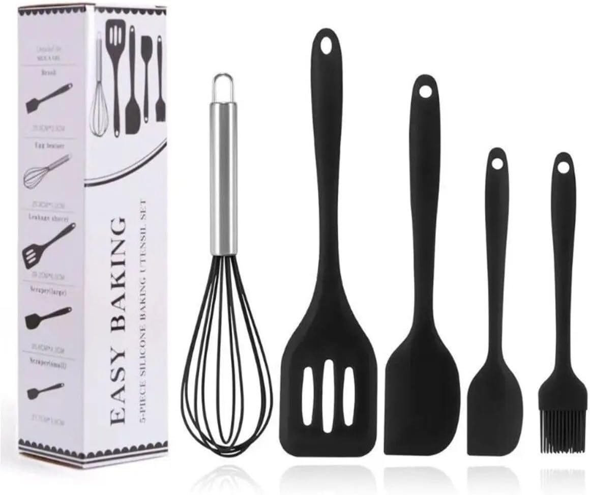 Alternative view of 5 Parça Siyah Silikon Spatula Seti | Yanmaz, Yapışmaz ve Dayanıklı
