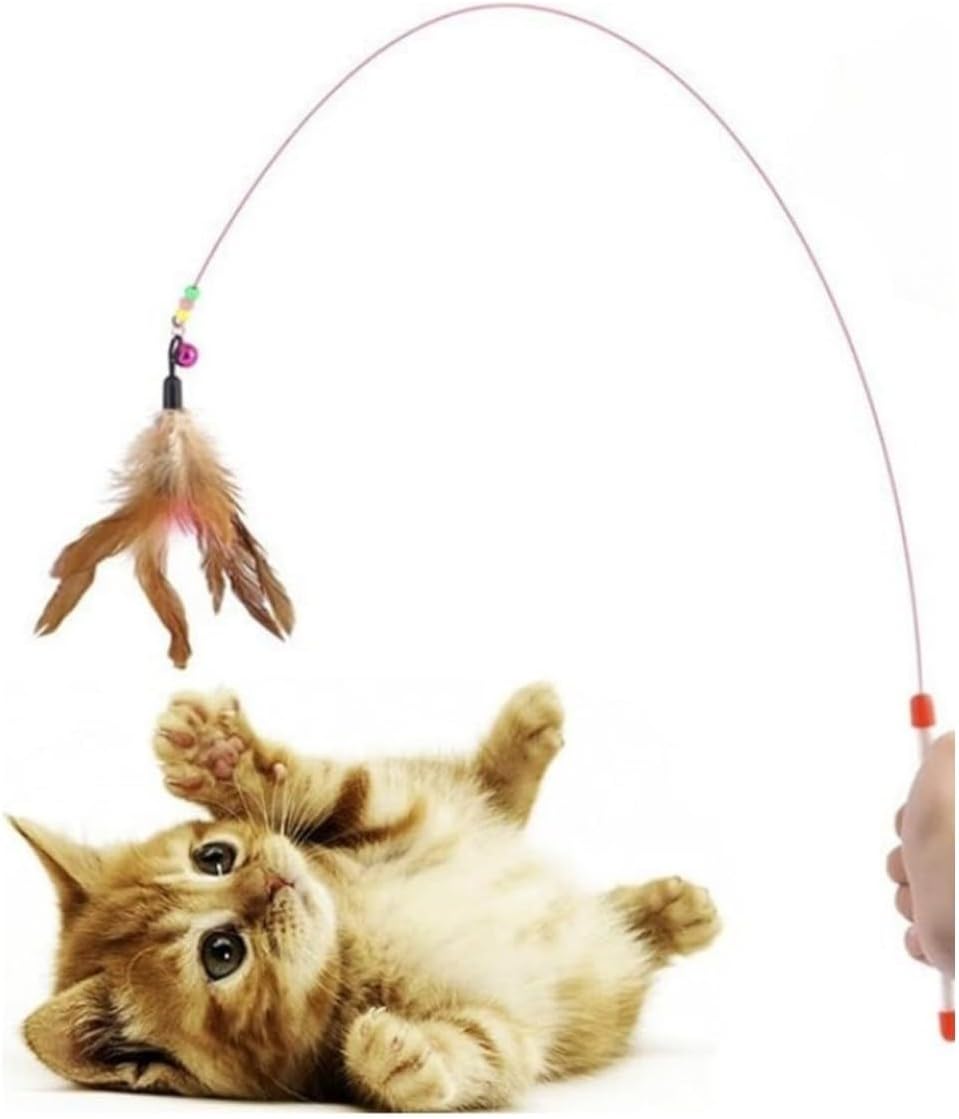 Alternative view of Kedi Oltası Oyun Çıngıraklı Renkli Boncuklu ve Tüylü Kedi Oyun Oltası, 90 cm Uzunluk, İnteraktif ve Eğlenceli Kedi Oyuncak, Uzun ve Esnek Sap, Çok Yönlü Evcil Hayvan Eğlence Aracı
