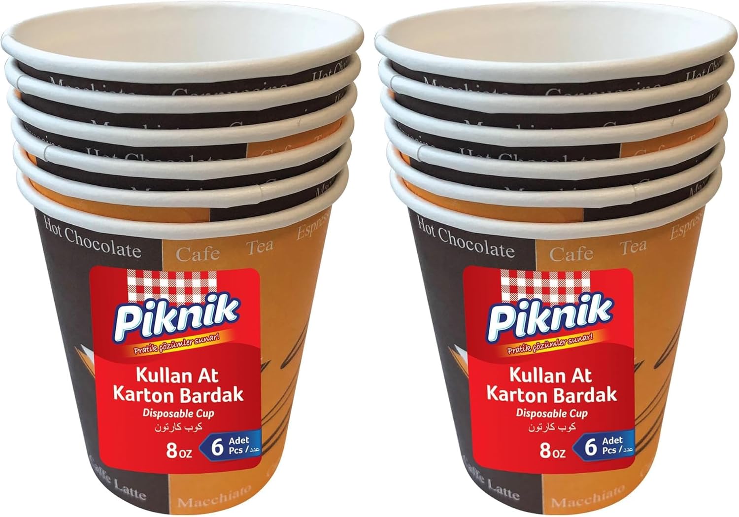 Piknik Kullan At Karton Bardak 8 Oz 6'lı 1484 2li paket