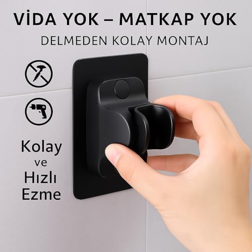 Alternative view of Yapışkanlı Lüks Duş Askısı – Siyah Renk | Vidalama Gerektirmez | Suya Dayanıklı | Pratik Montaj | Tüm Banyo Duvarlarıyla Uyumlu
