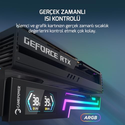 Gamepower Heatsync ARGB LCD Ekran Kartı Tutucu Siyah