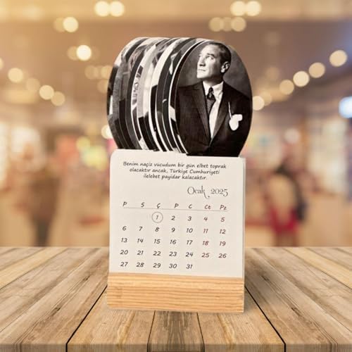 Alternative view of 2026 Atatürk Takvimi Ahşap Ayaklı Atatürk Temalı Mini Özel Tasarım Takvim, Atatürk 2026 Takvim