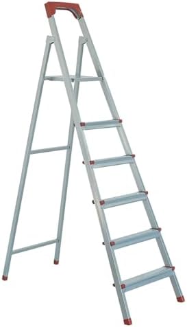 Alternative view of Ze Ev Tipi Profesyonel Alüminyum Profil Merdiven, Basamaklı, Gümüş Gri, 150 kg Taşıma Kapasiteli, Kaymaz Ayaklı, (5+1)