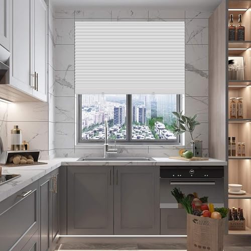 Panjurlar, Siyah Dışı Pilajlı Kağıt Perde, Işık Filtreleyen Dokumasız Panjur, Yatak Odası, Banyo, Oturma Odası, Mutfak İçin Kolay Kurulum (Beyaz, 60x150CM)
