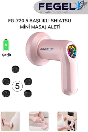 FEGEL FG-720 Shiatsu 5 Başlıklı Masaj Aleti,6 Hız Kademeli, Yağ Yakımını Destekleyen Masaj Aleti (Siyah)