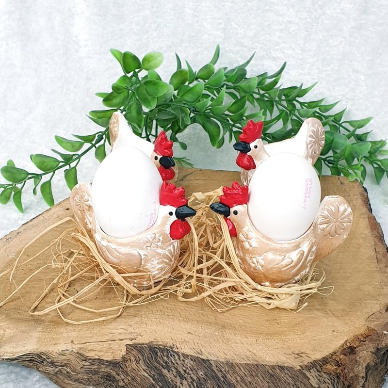 Dafniart 4 Lü Sevimli Tavuk Şeklinde Yumurtalık Dekor Krem