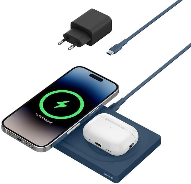 Alternative view of WIZ019VFBL-APL BoostCharge Pro 2‑in‑1 MagSafe 15W Kablosuz Şarj Standı - Mavi