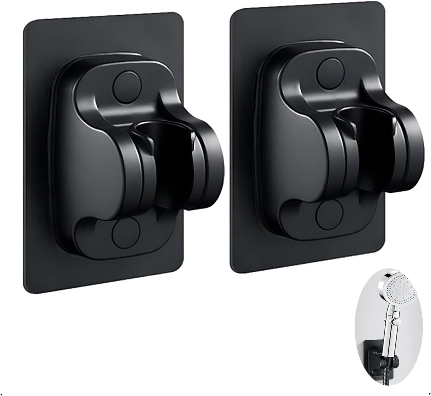 duş başlığı tutucu, 2 adet ayarlanabilir banyo el duşu braketi, sağlam abs vantuzlu duvar montaj aparatı, metal yapışkanlı siyah tutucu, delmesiz kolay kurulum sağlayan pratik ürün