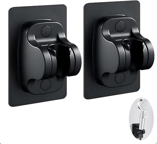 Alternative view of duş başlığı tutucu, 2 adet ayarlanabilir banyo el duşu braketi, sağlam abs vantuzlu duvar montaj aparatı, metal yapışkanlı siyah tutucu, delmesiz kolay kurulum sağlayan pratik ürün