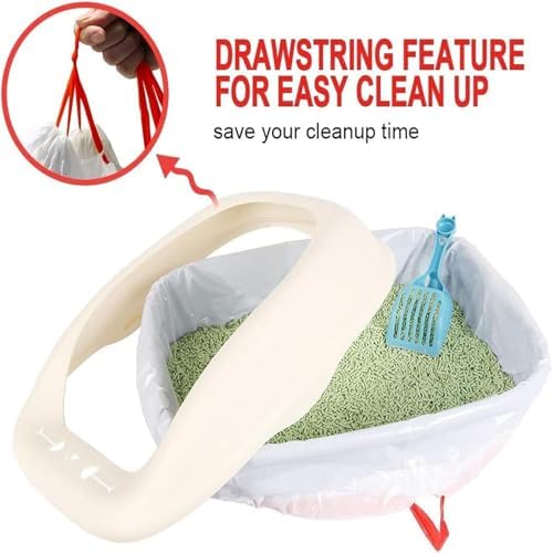 Kedi kum kabı astarları, 10 Adet 78.8x43.1cm Ekstra Dayanıklı Kedi Kumu Torbası, Yırtılmaz Büyük Çekmeli Tek Kullanımlık Astar, Evcil Hayvan Atıkları İçin Pratik Çözüm