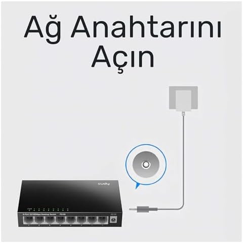 Alternative view of Cudy FS108 8-Port 10/100Mbps Metal Kasa Masaüstü Switch, Tak ve Çalıştır, Duvara Monte Edilebilir Tasarım, Fansız Sessiz Çalışma, Ev ve Ofis için Ethernet Çoklayıcı