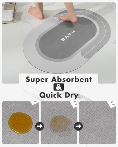 Alternative view of Banyo Paspası - Süper Emici Kaymaz Hızlı Kuruyan Lekeye Dayanıklı Halı - Dış Mekan Küvet Duş Odası için Kolay Bakım 58 cm