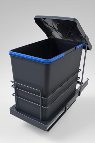 Alternative view of Cassone 24, Dolap içi Teleskopik Raylı ANTRASİT Çöp Kovası 24 Litre, minimum kapak genişliği 40 cm.