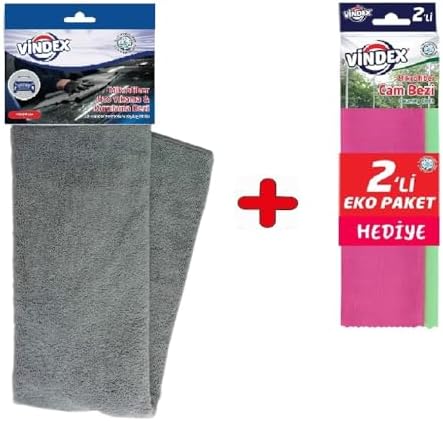 Vindex Mikrofiber Oto Yıkama ve Kurlama Bezi 2 Adet Mikrofiber Temizlik Bezi HEDİYELİ