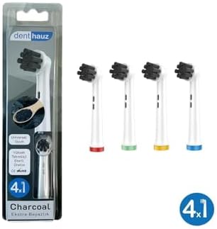 Denthauz Charcoal - Ekstra Beyazlık Oral-B Uyumlu Diş Fırçası Başlığı - 4 Adet Yedek Başlık