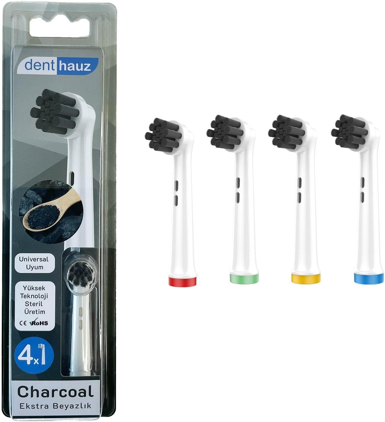 Alternative view of Denthauz Charcoal - Ekstra Beyazlık Oral-B Uyumlu Diş Fırçası Başlığı - 4 Adet Yedek Başlık