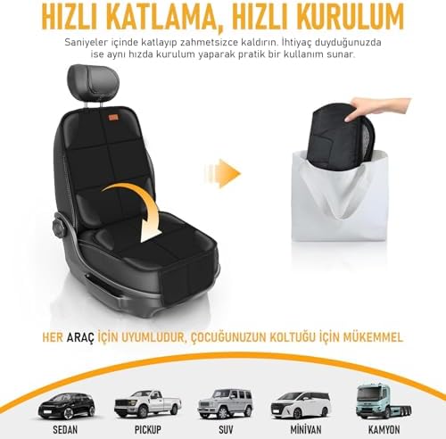 Oto Koltuk Koruyucu Kılıf, Çocuk Oto Koltuğu için Koruyucu Örtü, Kalın Pedli Araba Araç Koltuk Minderi Su Geçirmez Evcil Hayvan, Kedi Köpek Araç Koltuğu Örtüsü, Siyah