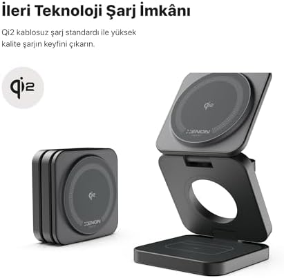 Alternative view of Smart Kablosuz Şarj Standı 3'ü Bir Arada Mag Safe ile Uyumlu Qi2 15W Hızlı Şarj Cihazı X6402
